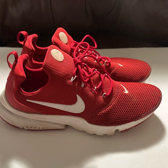 Nike Other - Nike Red Mesh Running Shoes with White Swoosh